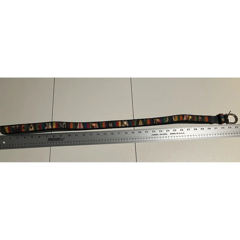 Absolutely‎ Fresh Prestige Leather Woven Multi-Color Cabochon Studded Belt S/M